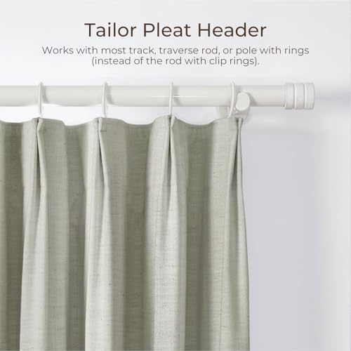 TWOPAGES Linen Tailor Pleat Room Darkening Window Curtain 108 inches