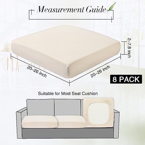 Newwiee 8 Pcs Patio Outdoor Cushion Covers,Solid,Light Beige