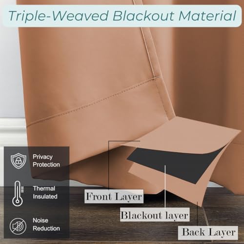 100% Blackout Tab Top Curtains for Extra Long Size Door,Window with
