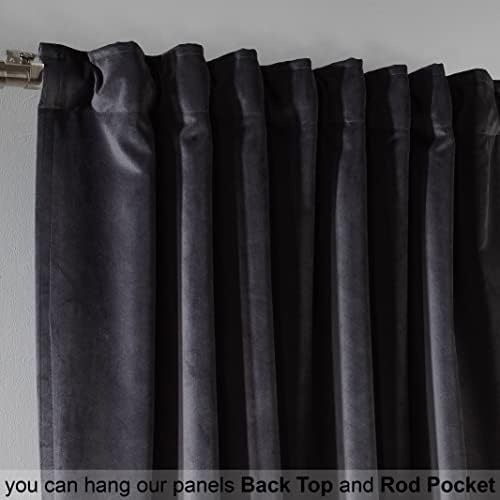 Solid Luxury Matte Velvet Soft Curtains Set of 2 Panels Hanging Back