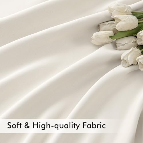 MIULEE Ivory Back Tab Blackout Curtains 52x108 Inch Long 2 Panels Set