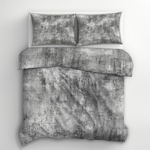Grey Duvet Cover Queen Size, Modern Abstract Vintage Reversible Design