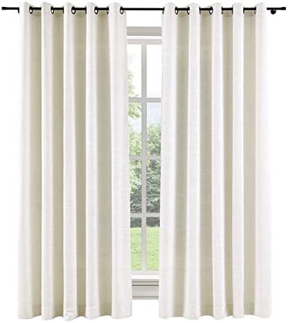 ChadMade Faux Linen Grommet Curtain 63 Inches Long Drape with Blackout