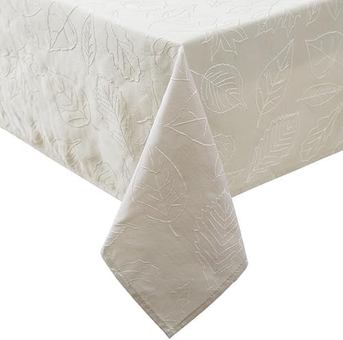 Laura Ashley Raised Embroidered Tablecloth, 60" x 84", Maple Taupe