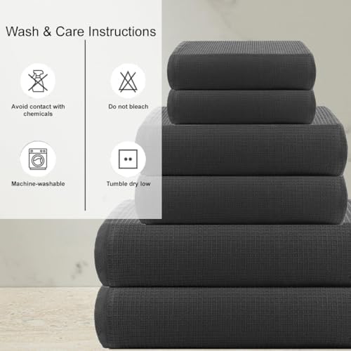 CASA COPENHAGEN Waffle 6Pcs 100% Egyptian Cotton Large Designer Towels