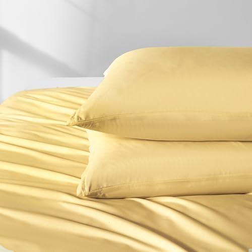 King Size Zipper Pillow Cases Set of 2,Gold,20x36 Inches