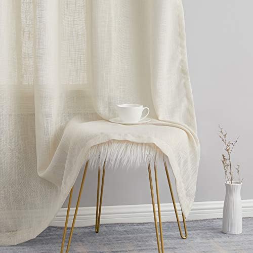 HLC.ME Abbey Faux Linen Textured Semi Sheer Privacy Light Filtering