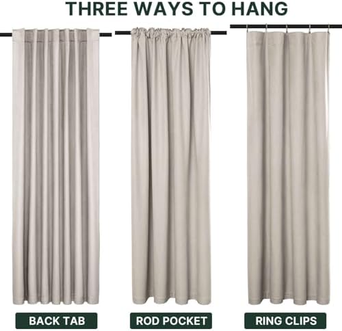 H.VERSAILTEX 100% Blackout Textured Curtains Back Tab 52x108 Stone