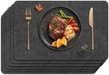 Maxpearl Faux Leather Placemats Set of 6, Easy to Clean, Dark Grey