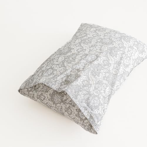 SUSYBAO Grey Paisley Floral Duvet Cover Queen 100% Cotton 3 Pcs Set