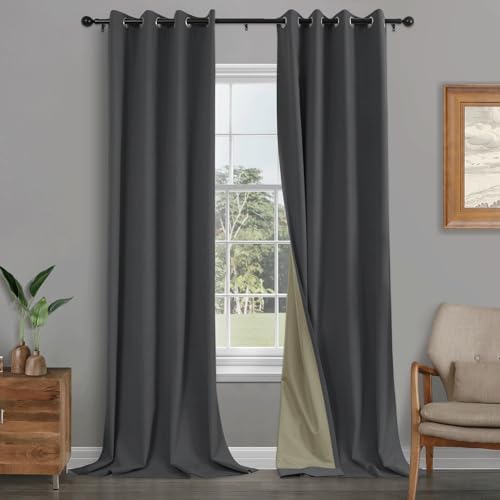 Fcosie 52" Wx120 L 100% Blackout Velvet Drapes with Silver Grommets