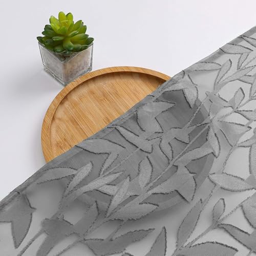OWENIE Leyna 2 Panels Charcoal Gray Sheer Curtains 63 Inch Length for