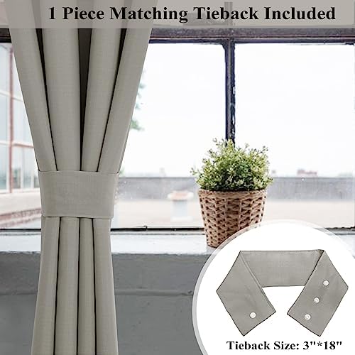 Frelement Linen Textured Curtains Pinch Pleat Curtains for Traverse