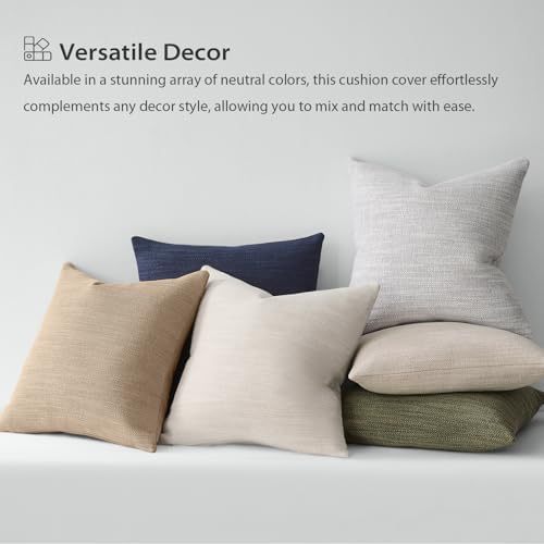 Meekio Set of 2 Linen Look Olive Green Pillow Covers 20x20, Decorative