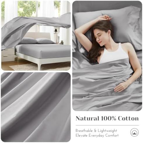 Comfort Spaces 100% Cotton Percale Sheets Queen Sheet Set 4 Piece