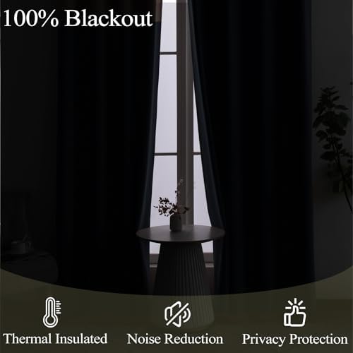 Frelement Full Blackout Curtains 120 Inches Long Drapes for Bedroom