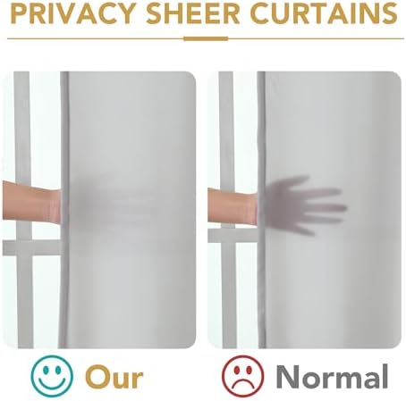 H.VERSAILTEX Sheer Curtains 63 inches Long Non-See-Through Farmhouse