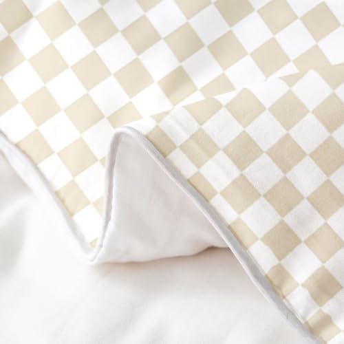 Erosebridal Beige and White 100% Cotton Duvet Cover with Zipper Queen