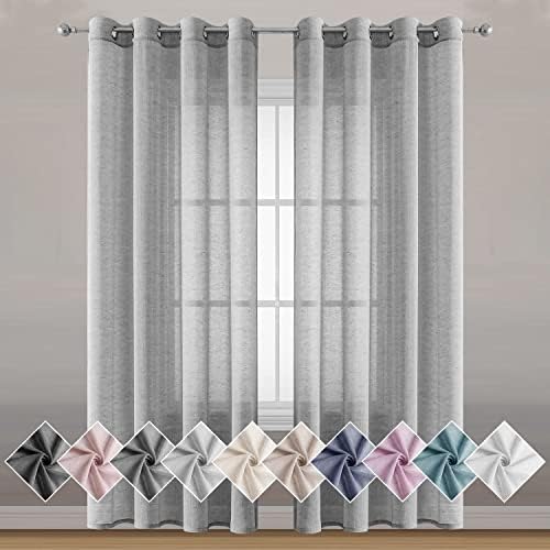 Miss SELETEX Natural Linen Sheer Curtains for Living Room Elegant