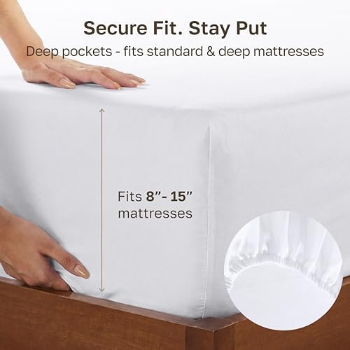 California Design Den Soft 100% Cotton Sateen Twin XL Fitted Sheet