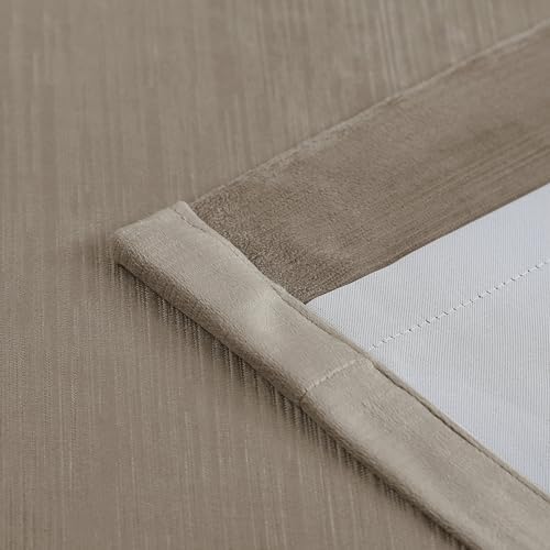 Vision Home Mocha Tan Velvet Pinch Pleated Blackout Curtains 40Wx120L