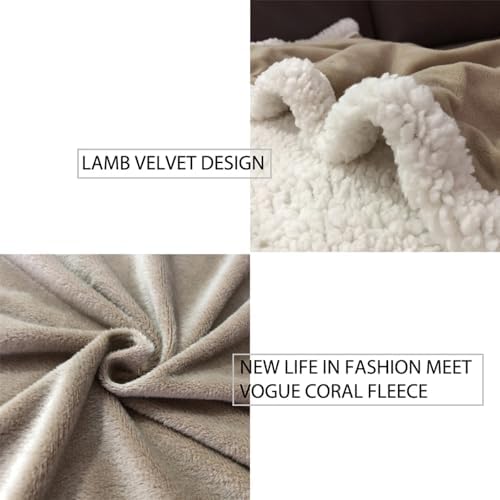 Taupe Paint Scrape Sherpa Fleece Blanket Abstract Minimalist Beige