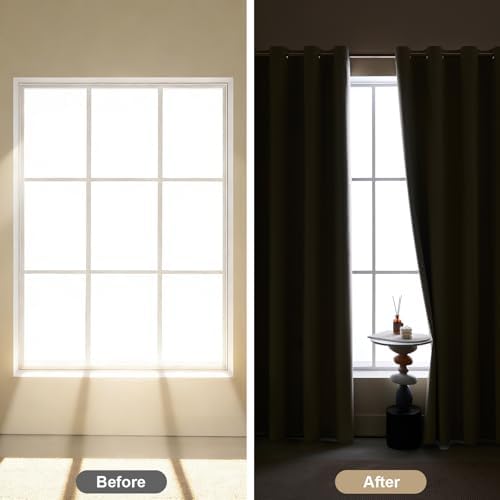 100% Blackout Curtains for Bedroom, 108 Inches Black Out Curtains for