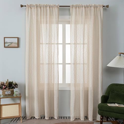 Beydodo Curtains for Bedroom Sheer 108 Inches Long, Semi Sheer
