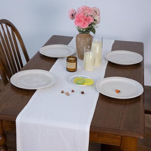 Simple&Opulence Linen Cotton Table Runner, Farmhouse Table Runner with