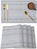 Slate Gray Boho Placemats Set of 8, Cotton Linen Fabric Place Mats
