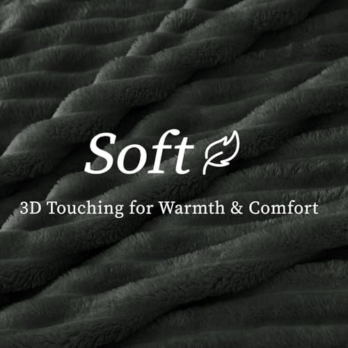 BEDELITE Ribbed King Size Blanket for Bed, Charcoal Grey, 108"x90"