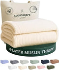 CLOUDSCAPE 8 Layer 100% Cotton Muslin Oversized Throw, Soft, 50"x70"