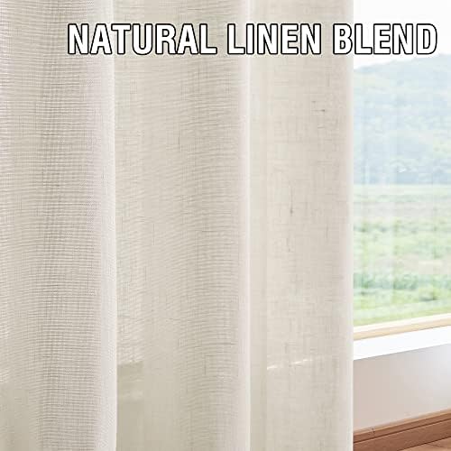 Linen Blended Sheer Curtains Tab Top Light Filtering Elegant Curtains