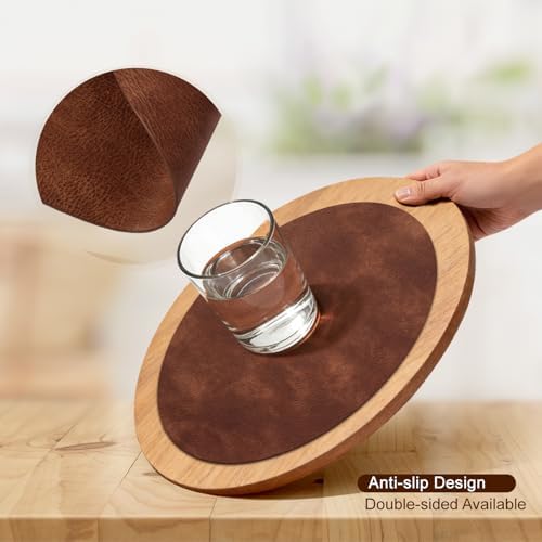 UnivoColors Placemats Round Faux Leather Placemats Set of