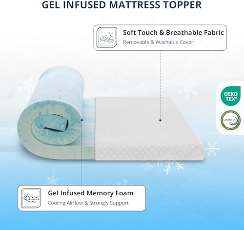 EGOHOME 3 Inch Queen Memory Foam Mattress Topper with Removable Cover