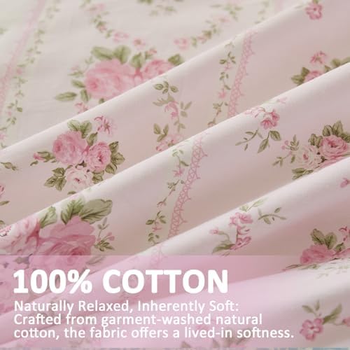 Duvet Cover Queen Size - 100% Cotton Reversible Floral Duvet Cover Set