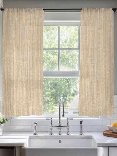 Modern Minimalist Art Sheer Curtains 72 Inch Length 2 Panels Set
