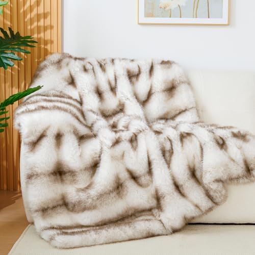 Touchat Luxury 1000GSM Faux Fur Throw Blanket, Super Thick Warm Cozy