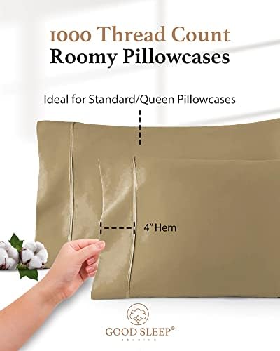 1000 TC Standard Pillowcases Set of 4 100% Egyptian Cotton Pillow