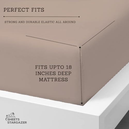 Egyptian Cotton Twin XL Size Fitted Sheet Taupe, 800 Thread Count