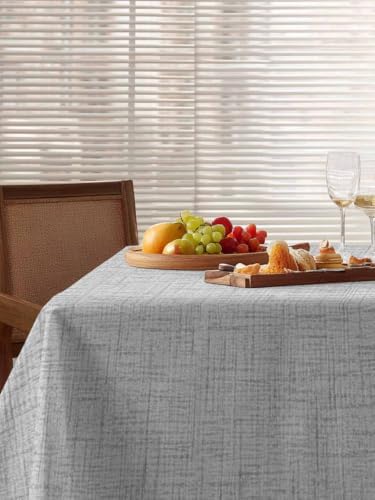 Light Gray Linen Pattern Rectangle Tablecloth 60 x 120 Inches Country