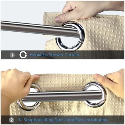 ARICHOMY Shower Curtain Set Waffle Weave Curtain Fabric Shower Curtain