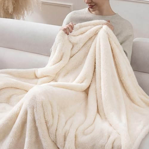 Double-Pile Fluffy Fleece Blanket, Ultra Soft & Warm All-Season Cozy