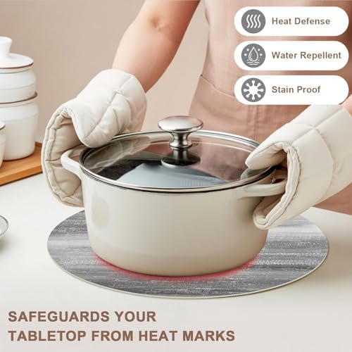 Minimalist Grey Wash Faux Leather Placemats Set of 6, 15in, Waterproof