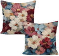Abstract Floral Pillow Cover 18x18 Set of 2, Vintage Modern Burgundy