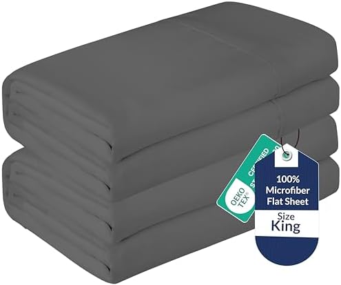 Royale Linens 2 Pack Bulk Flat Sheet Set - Top Sheets - Soft 1800