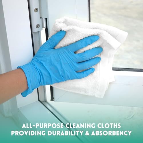 ZUPERIA 100% Cotton Terry Towels Cleaning Cloths, Pack of 50