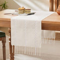 Braided Farmhouse Table Runner, Braided Beige 13x36 Inch, Cotton Linen