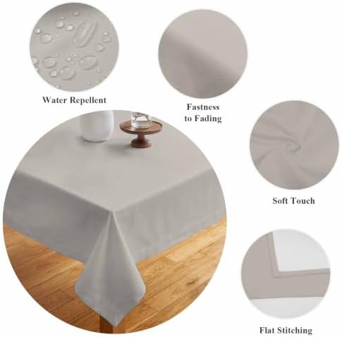 Rectangle Tablecloth, Light Gray Solid Color Waterproof Table Cloth