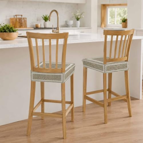 Beige Rustic Seat Covers for Dining Room Chairs, Farmhouse Neutral